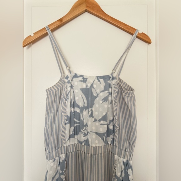 Splendid Misty Patchwork Midi Dress Floral Stripe Print Tiered Boho Medium - Picture 9 of 15